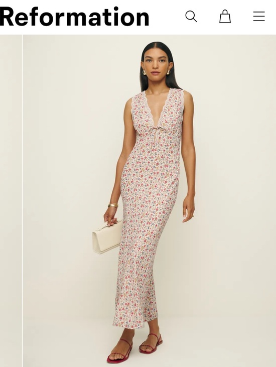 Reformation Dresses & Skirts - Reformation White Maxi Dress with Red & Green Floral
